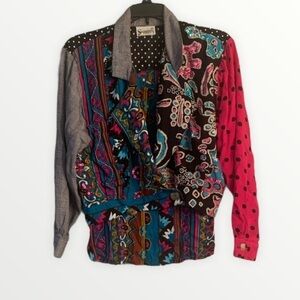 Vintage Surya Multi Print Sequin Beaded Two Piece